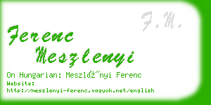 ferenc meszlenyi business card